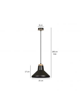 PADERN 1 BLACK 1040/1 nowoczesna lampa sufitowa czarna drewniane elementy EMIBIG