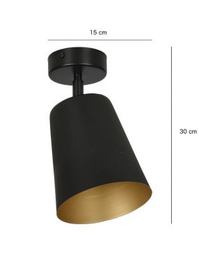 PRISM 1 BLACK-GOLD 406/1 spot plafon sufitowy regulowane klosze czarne złoty środek EMIBIG