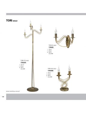 TORI LP3 GOLD 170/LP3 klasyczna lampa podłogowa złota EMIBIG