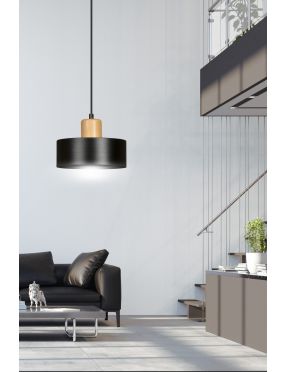 TORIN 1 BLACK 1046/1 nowoczesna lampa sufitowa czarna drewniane elementy EMIBIG