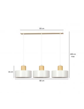 TORIN 3 WHITE 1047/3 nowoczesna lampa sufitowa biała drewniane elementy EMIBIG